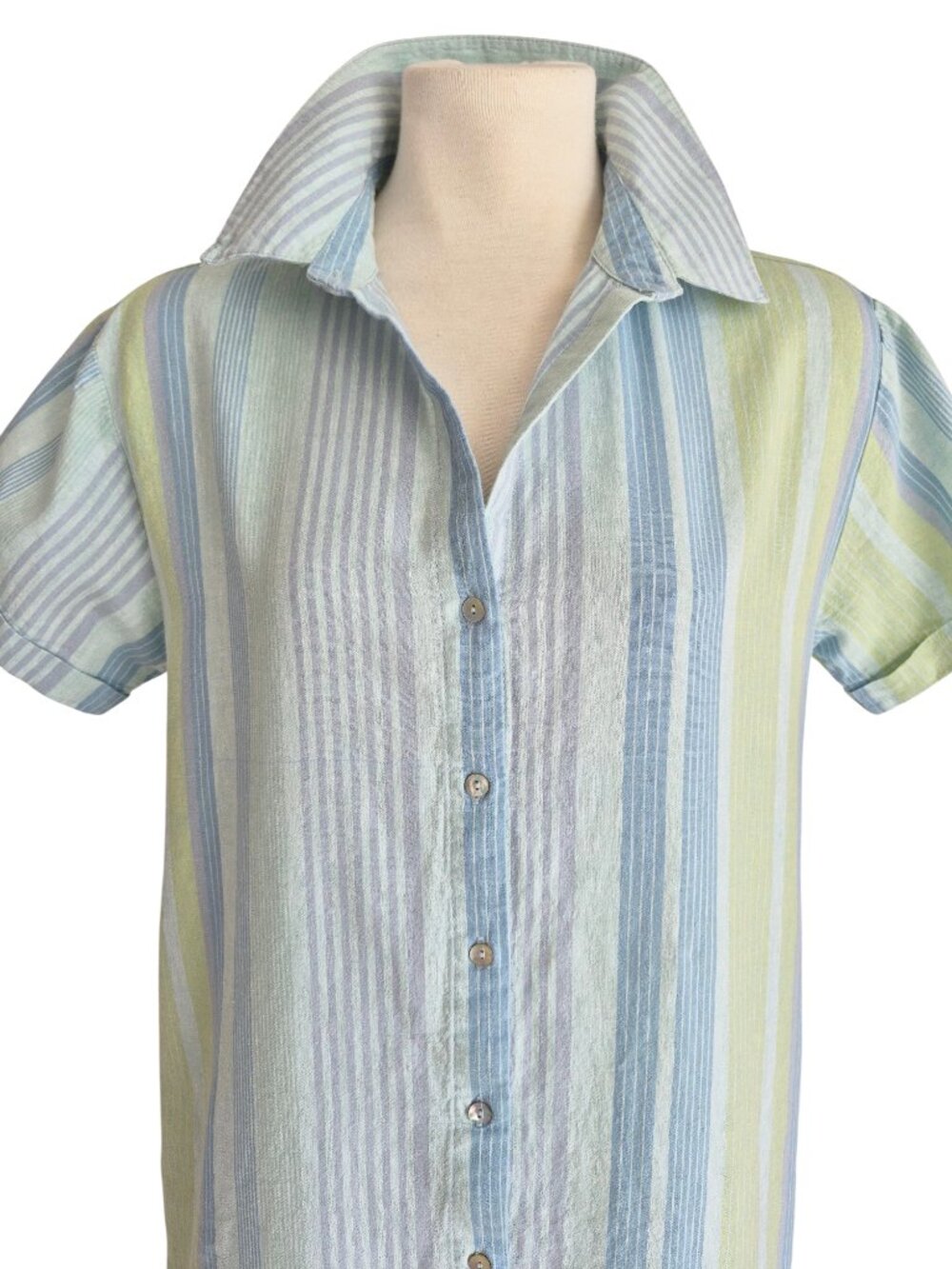 Tahari Linen & Cotton Beachy Shirtdress Short sleeves Cool for Summer XS - Picture 2 of 14